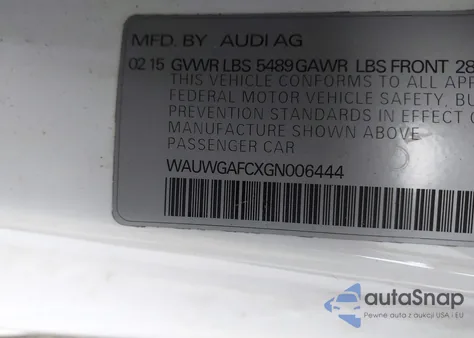 2016 Audi A7 3.0T Premium Plus z USA, uszkodzony, nr VIN WAUWGAFCXGN006444